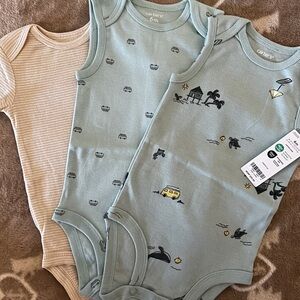 Carter's Blue and Tan Bodysuits Set